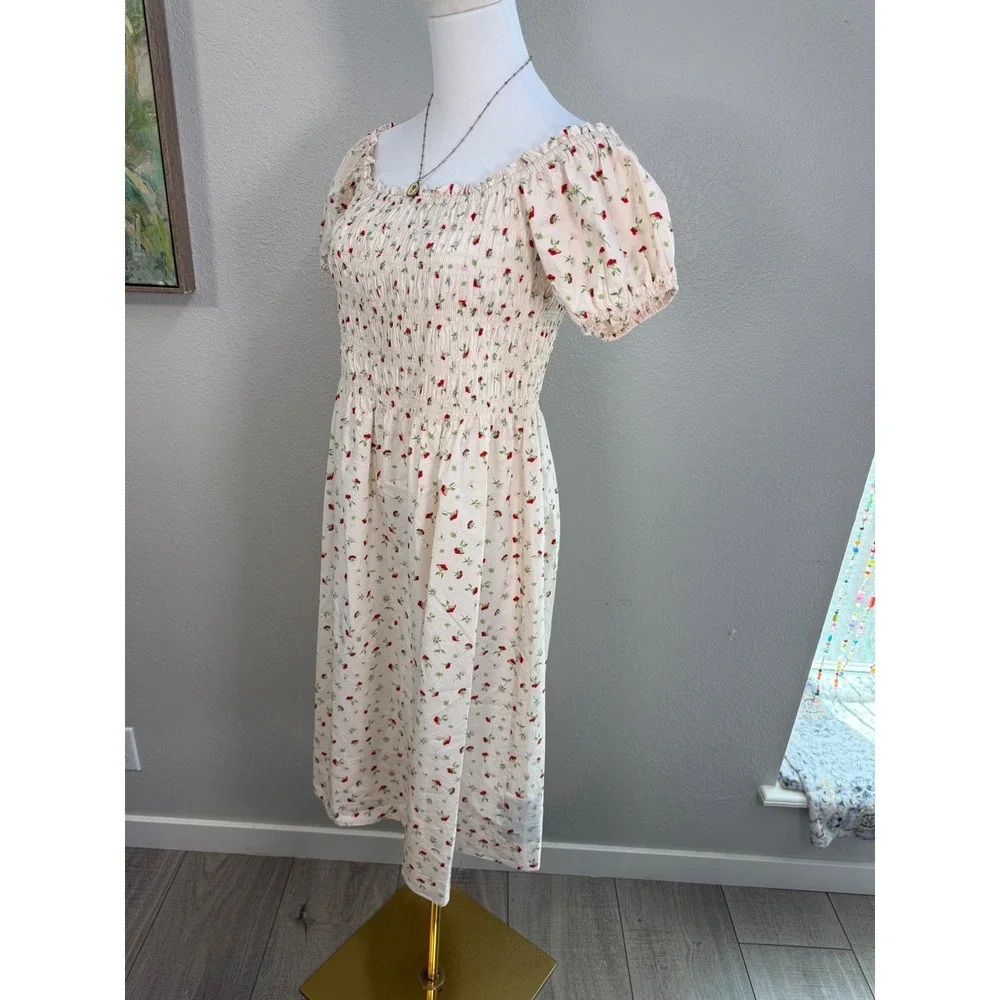 cottagecore floral midi dress smocked milkmaid - Picture 2 of 7